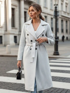 Dámsky oversize kabát CASHMELY s dlhým viazaním sivý FashionStreet NY0713
