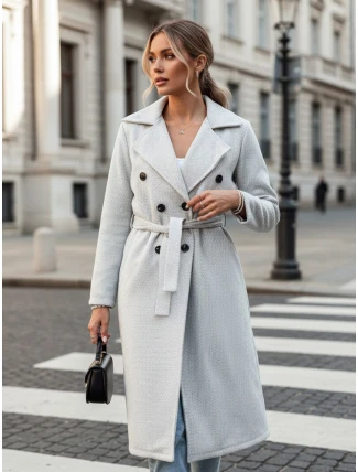 Dámsky oversize kabát CASHMELY s dlhým viazaním sivý FashionStreet NY0713