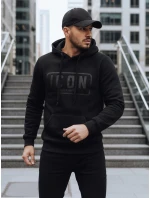 Pánska zateplená mikina s potlačou čierna FashionStreet BX5919 Pánska zateplená mikina s potlačou čierna FashionStreet BX5919