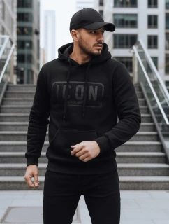 Pánska zateplená mikina s potlačou čierna FashionStreet BX5919