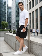 Pánske čierne teplákové šortky FashionStreet SX2632 Pánske čierne teplákové šortky FashionStreet SX2632