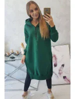 Zateplená mikina s kapucňou s bočnými otvormi tmavozelená