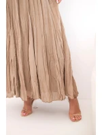Dámska maxi bavlnená sukňa s elastickým pásom camel