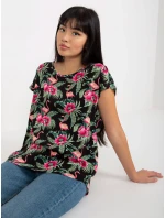 Dámska blúzka D73771R10978P čierna a zelená - FPrice