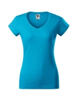 Fit tričko s výstrihom do V tyrkysová