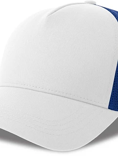 Atlantis Headwear Rapper Cotton-S 5-panelová truckerová čiapka 33.0260 biela/kráľovská modrá