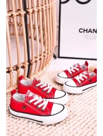 Dziecięce Klasyczne Niskie Trampki BIG STAR HH374196 Czerwone