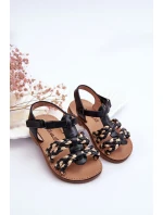 Dziecięce Sandały Na Rzep Z Paseczkami Czarne Sammy