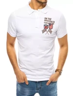 FashionStreet biele vyšívané polo tričko PX0452 FashionStreet biele vyšívané polo tričko PX0452