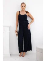 Skladaný overal s ramienkami námornícka modrá