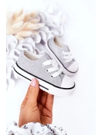 Dziecięce Brokatowe Trampki Srebrne Bling-Bling