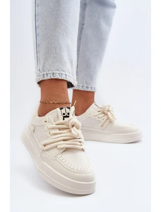 Damskie Sneakersy Eko Skórzane Beżowe Avanalis