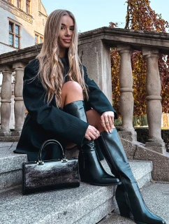 Dámské kozačky na jehlovém podpatku s vyhříváním černé Katelle