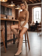 Dámske semišové kovbojské topánky béžové FashionStreet ZY1203 Dámske semišové kovbojské topánky béžové FashionStreet ZY1203