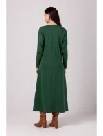 Maxi teplákové šaty B267 trávovo zelené - BWear