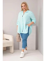 Bavlnená mušelínová košeľa Plus Size 65622 Mint - Kesi