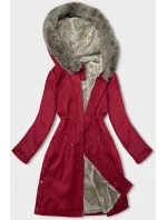 Dámska parka s kožušinou červená (5M3180-270)