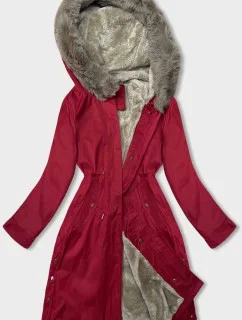 Dámska parka s kožušinou červená (5M3180-270)