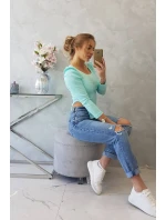 Blúzka s buffovými rukávmi mätová