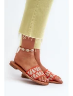 Klapki Damskie Na Płaskim Obcasie Pomarańczowe Traivea