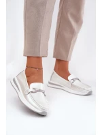 Skórzane Mokasyny Damskie S.Barski GR51-598 Perłowe