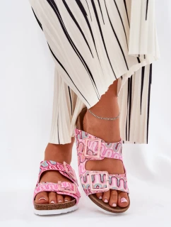 Klapki Damskie Z Klamrami I Brokatem S.Barski RB51-006 Różowe