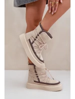 Dámske vyšívané snehule na platforme svetlo béžové Naleris Dámske vyšívané snehule na platforme svetlo béžové Naleris