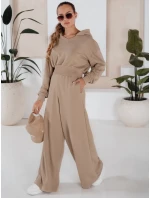 Dámsky set širokých nohavíc a mikiny MINALIA beige FashionStreet AY0918