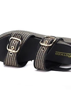 Dámske sandále na platforme čierno-zlaté Artiker 58C1741