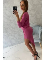 Asymetrické šaty, 3/4 rukávy, ružové