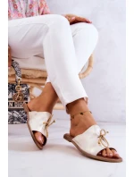 Dámske kožené papuče Nicole 2659/004 White and Gold Dámske kožené papuče Nicole 2659/004 White and Gold