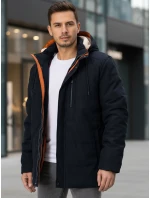 Pánska zimná bunda s kapucňou tmavomodrá FashionStreet TX5043 Pánska zimná bunda s kapucňou tmavomodrá FashionStreet TX5043