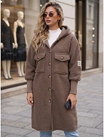 Dámsky dlhý kabát z ovčej kože s kapucňou Fango FashionStreet NY0799