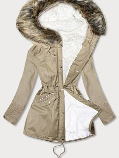Dámska zimná bunda s kapucňou Bear Beige (7602BIG)