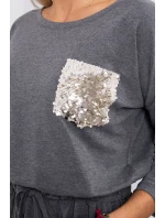 Flitrové šaty s vreckami v grafitovej farbe