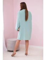 Dlhá košeľa s viskózou tmavej mentolovej farby