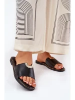 Klapki Damskie Eko Skórzane Z Ozdobnymi Detalami Czarne Mevith