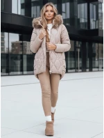 Dámska zimná bunda s kožušinou béžová FashionStreet TY5494