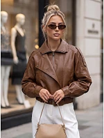 Krátka hnedá kožená bunda v štýle Ramones od FashionStreet TY5845 Krátka hnedá kožená bunda v štýle Ramones od FashionStreet TY5845