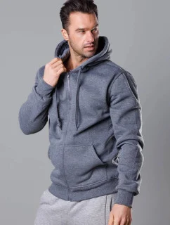 Pánska mikina na zips s kapucňou tmavosivá (68B2008-5)
