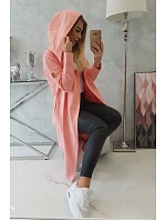 Dlhý kabát s kapucňou marhuľová Dlhý kabát s kapucňou marhuľová