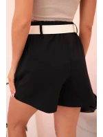 Dámske šortky s vysokým pásom a opaskom čierne Dámske šortky s vysokým pásom a opaskom čierne