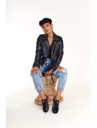 Damskie Skórzane Trampki Big Star Czarne V274871