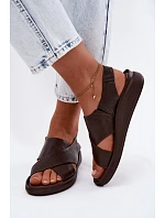 Zazoo 40392 Kožené dámské sandály čokoládové
