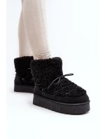 Dámske šnurovacie snehové topánky s hrubou podrážkou, čierne Loso Dámske šnurovacie snehové topánky s hrubou podrážkou, čierne Loso