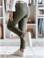 Dámske textilné nohavice s opaskom ROSSALI olivová FashionStreet UY2596
