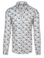 Pánska kvetinová biela košeľa FashionStreet DX2634 Pánska kvetinová biela košeľa FashionStreet DX2634
