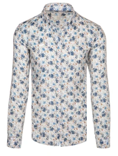 Pánska kvetinová biela košeľa FashionStreet DX2634
