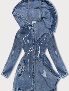 Svetlo modrý džínsový prehoz cez oblečenie s kapucňou (POP7011-K)