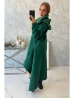 Zateplené šaty s dlhšími bokmi tmavo zelené